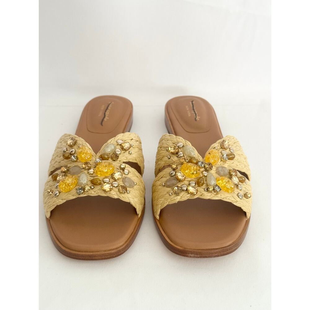 Kate Spade Dock Crystal Raffia Slides 10B NIB Defaced Sandals - Picture 5 of 14